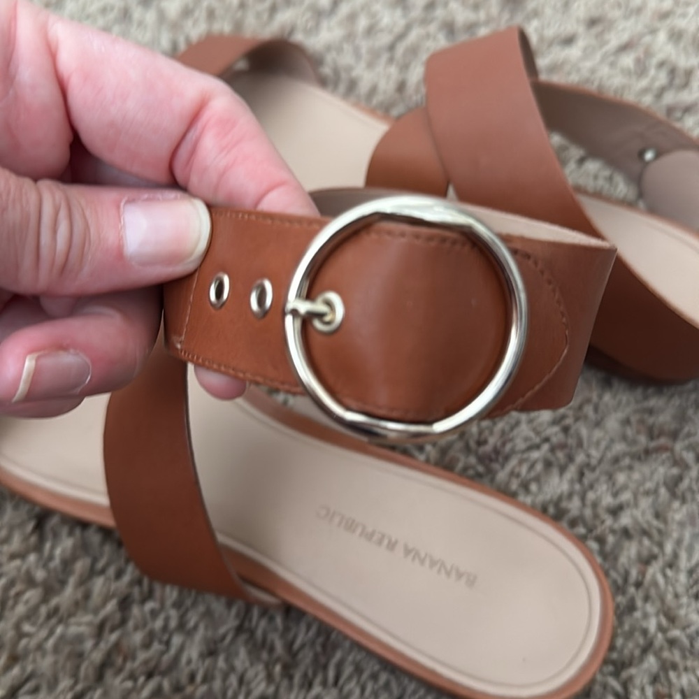 Banana Republic Belt Strap Sandal in Cognac Brown Leather - Picture 9 of 11